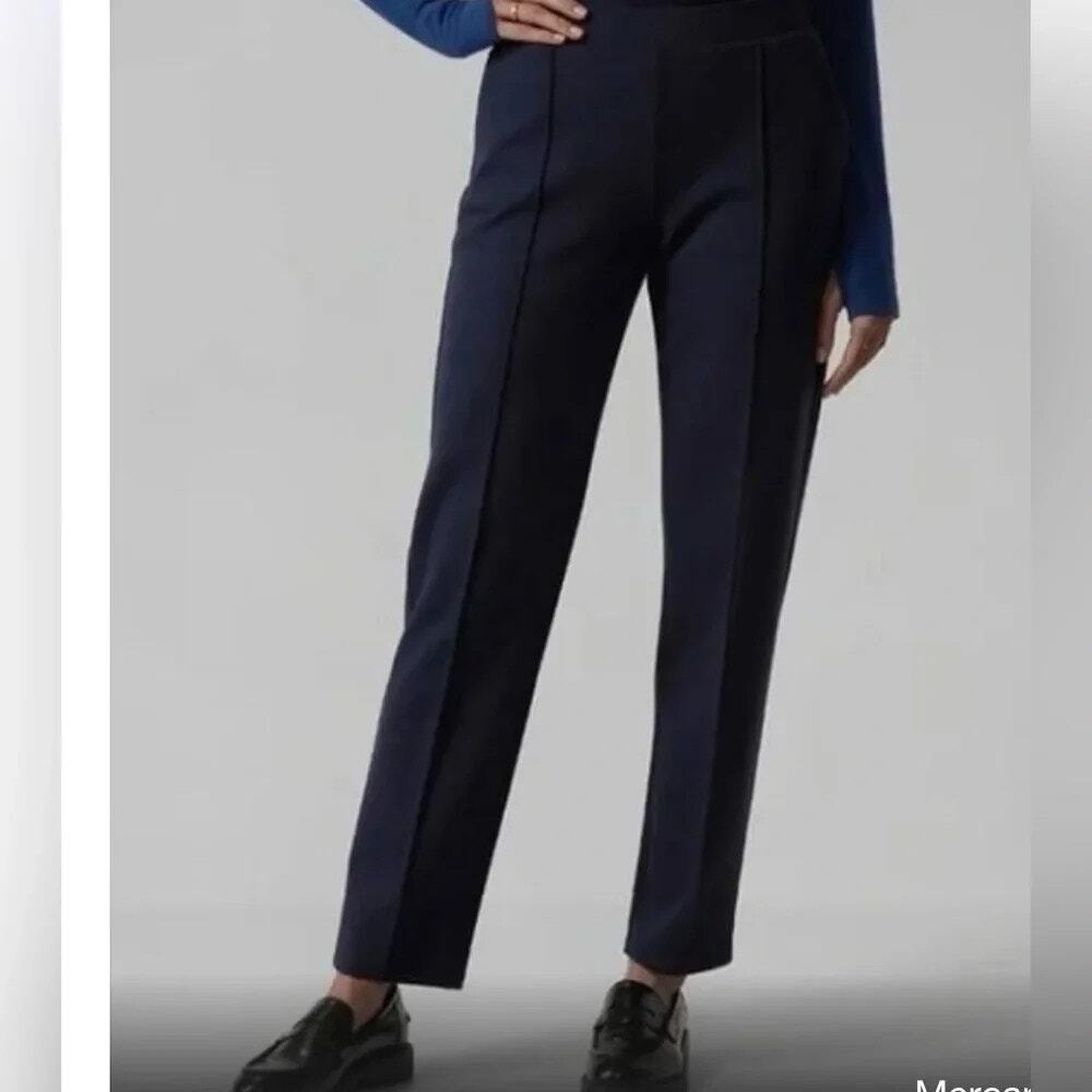 Athleta Navy Heathered Venice Pintuck Casual Travel Pant